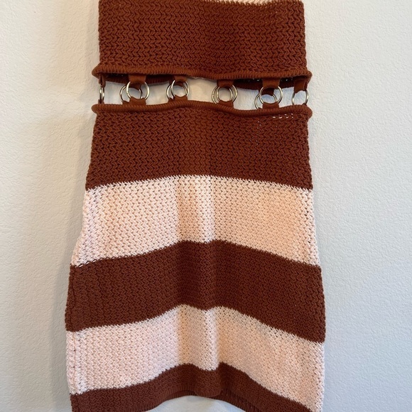 Lilly’s Kloset Women’s Pink & Brown Striped Knit Dress Size Small - Picture 3 of 11
